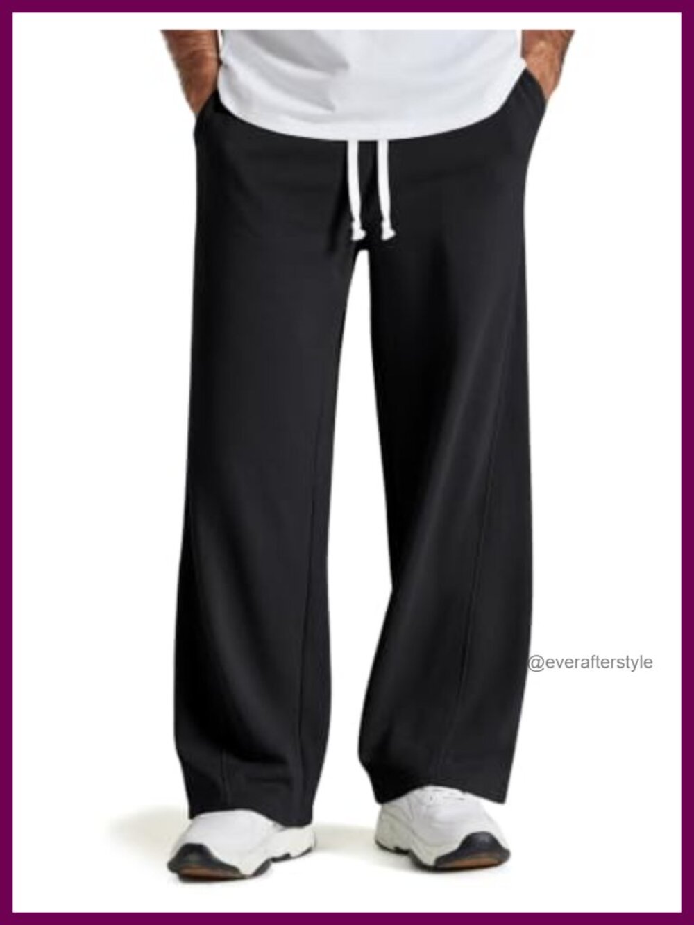 Wide Leg Cotton Blend Sweatpants Adjustable Hem Joggers Pockets